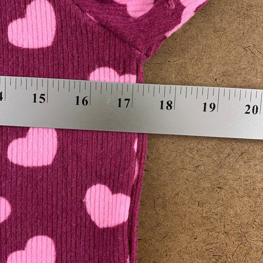 Fashion Nova Womens Pajama Set Maroon Pink Hearts Scoop Neck Long Sleeve L New - Picture 6 of 12